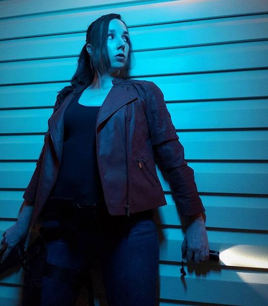 Photograph showing a fan dressed as Claire Redfield from Resident Evil 2.