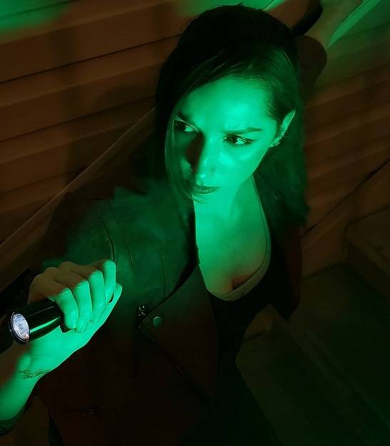 Photograph showing a fan dressed as Claire Redfield from Resident Evil 2.