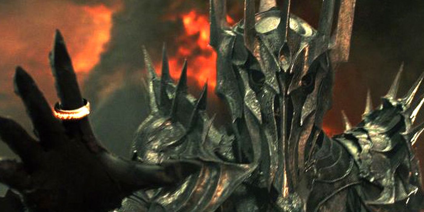 Sauron with The One Ring on finger in the Lord of the Rings series