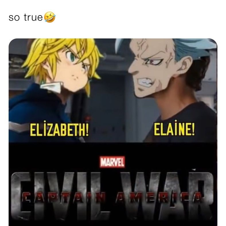 Meliodas and Ban fighting over whether Elizabeth or Elaine is best waifu meme