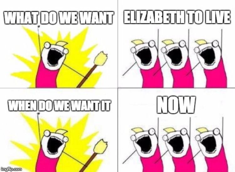 We want Elizabeth to live now 7 deadly sins meme