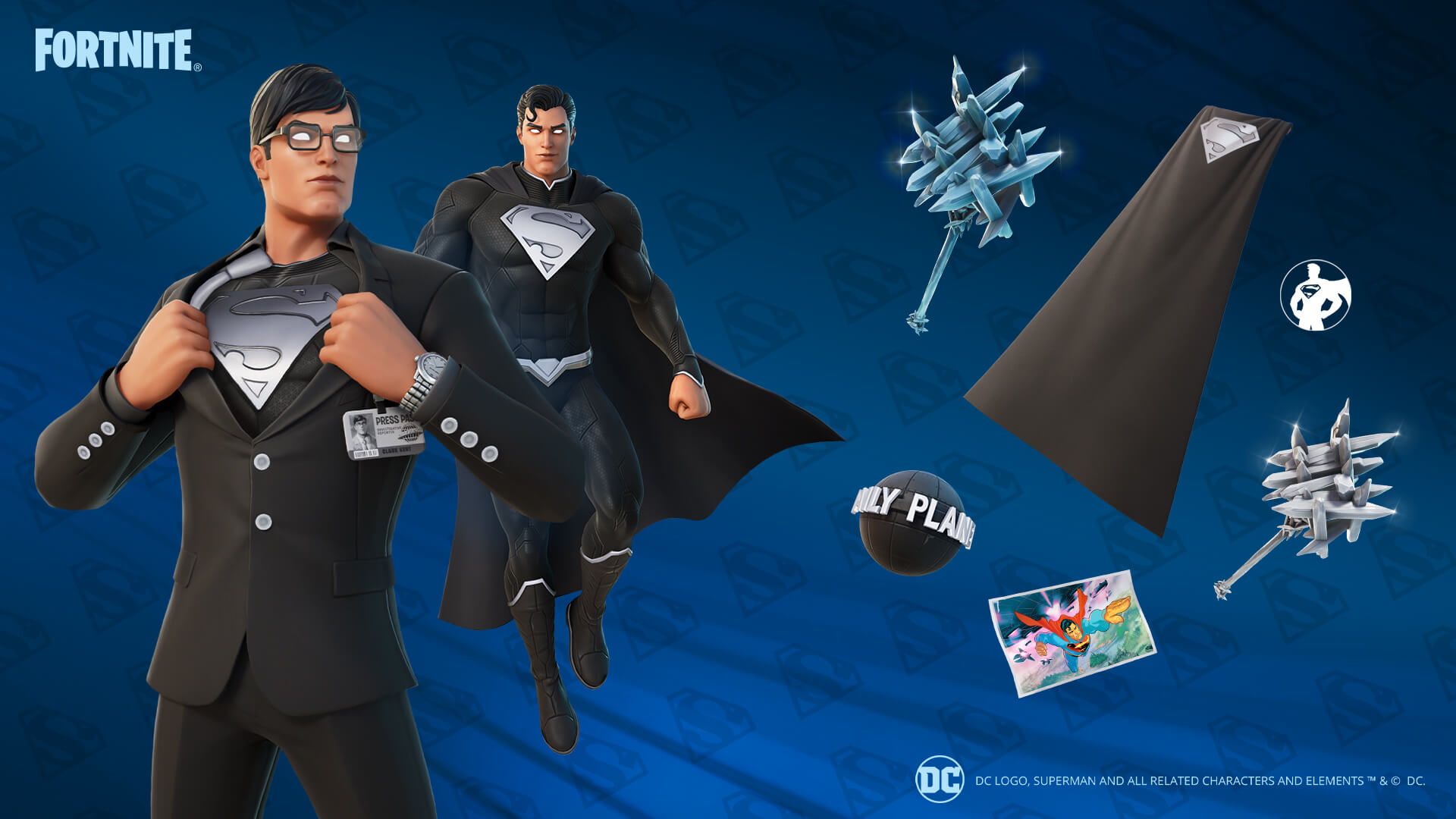 official fortnite image of the shadow superman skin