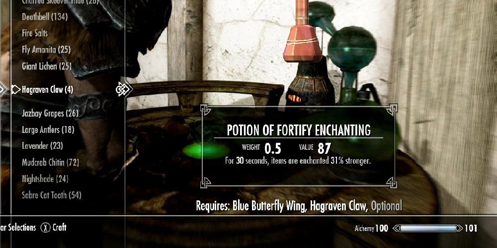skyrim potion of fortify enchanting