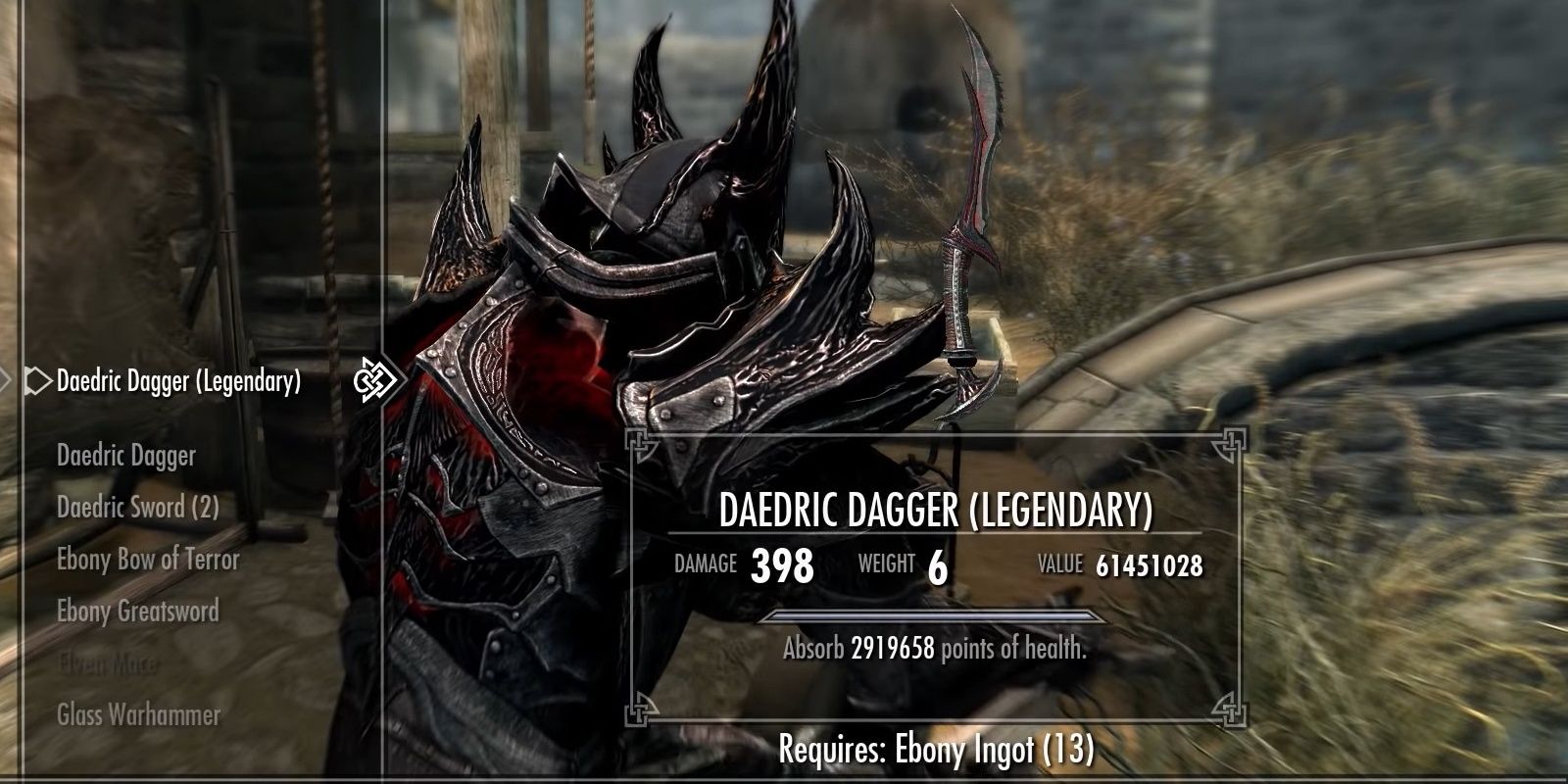 skyrim daedric dagger improved via exploit