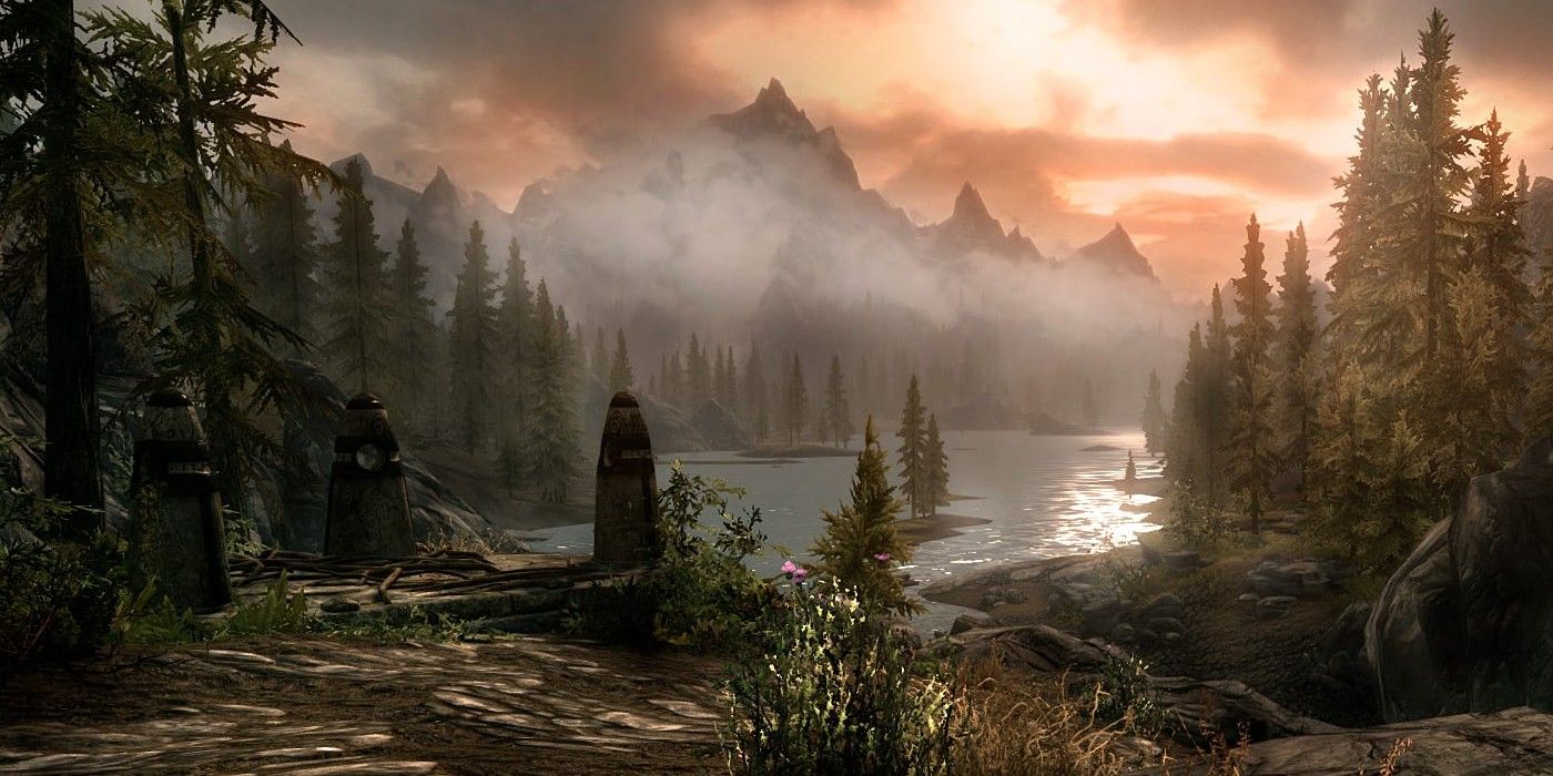 Skyrim landscape and standing stones