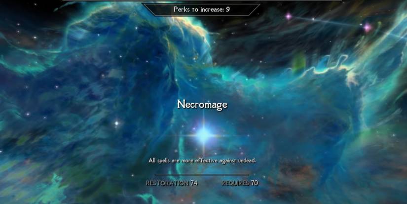 skyrim necromage restoration perk in menu