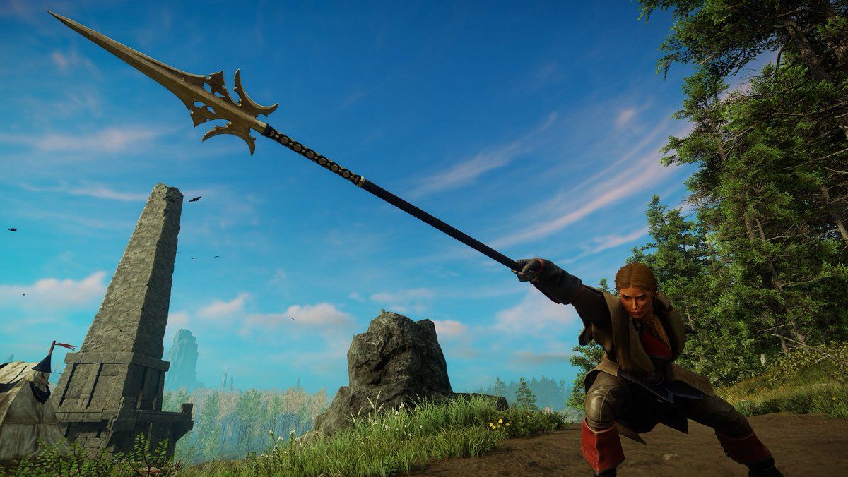 Screenshot New World MMO player with spear