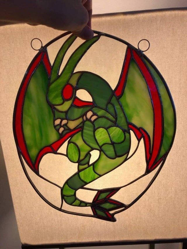 Pokemon Stained Glass Fan Art of Flygon