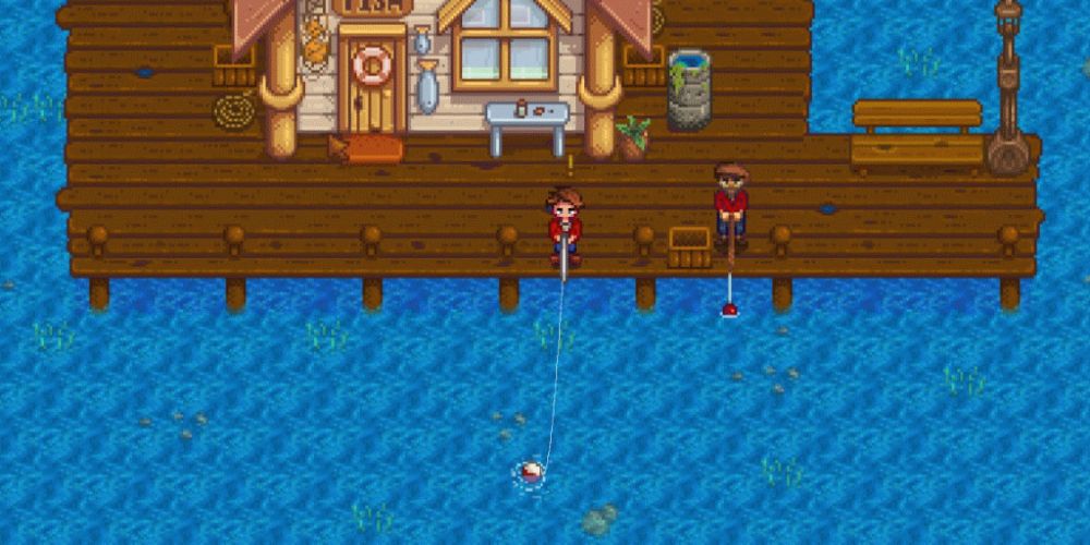 Stardew Valley slightly curved fishing cast
