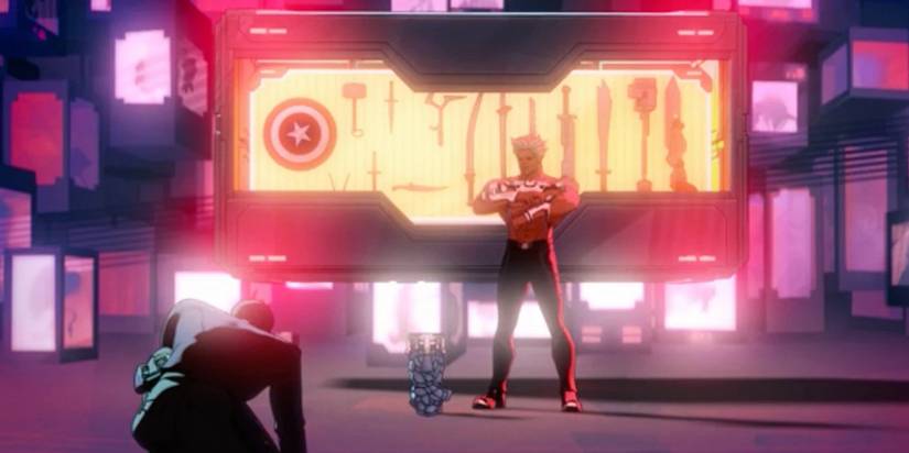 the collector stands in front of his weapons case in what if episode 2