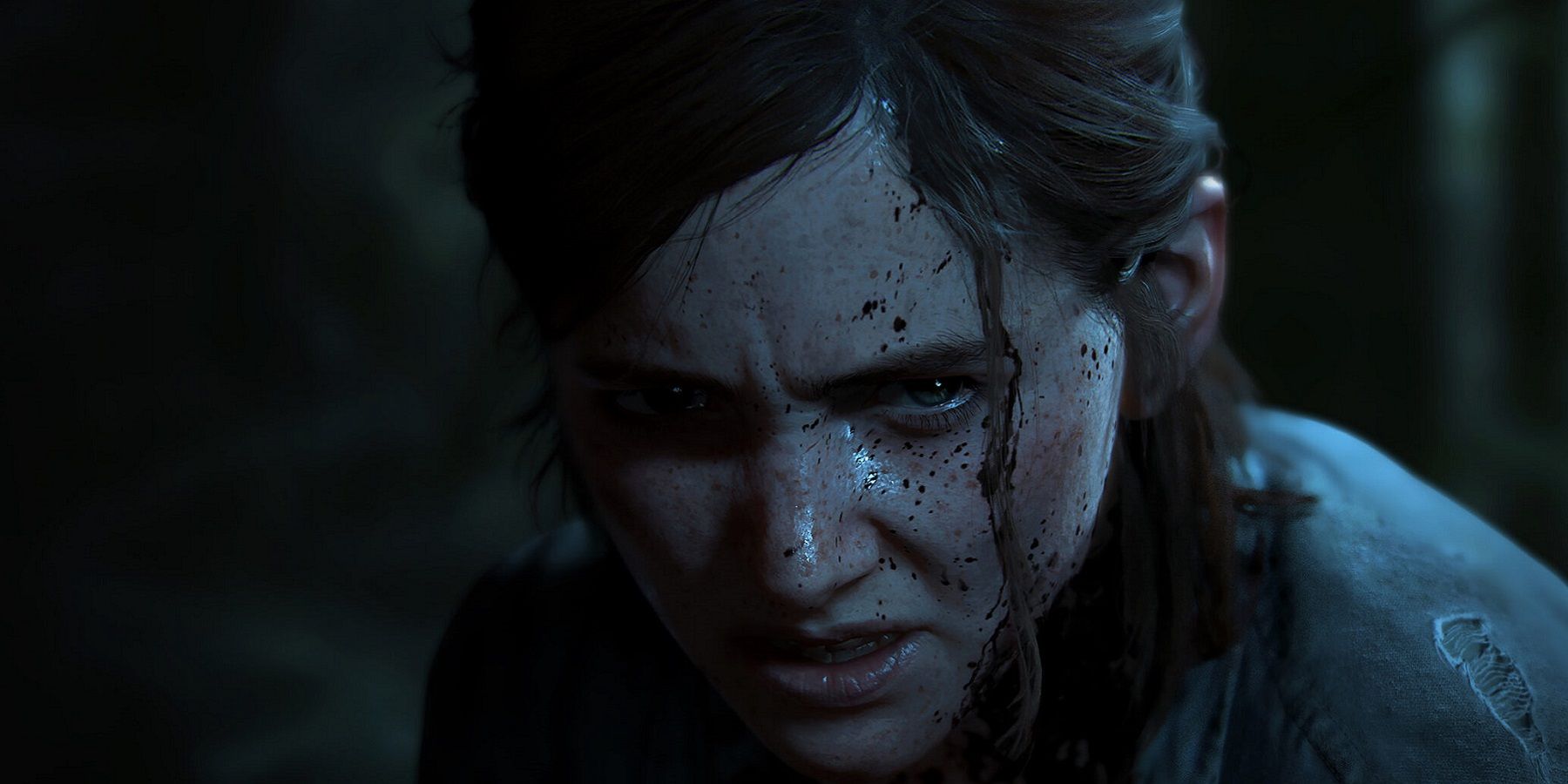 Screenshot from Last of Us 2 showing a close-up of Ellie's angry face.
