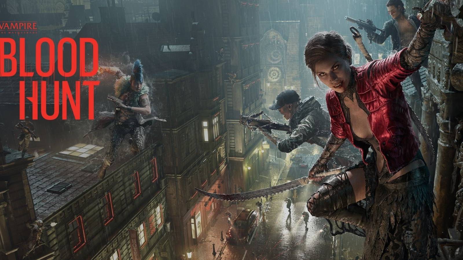 vampire holding on to the sides of buildings