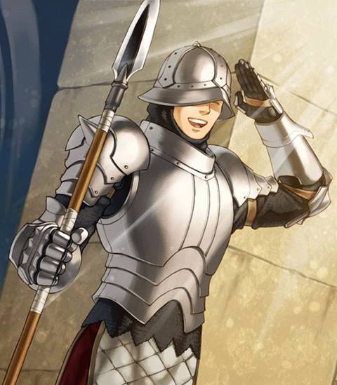 Official artwork of Fire Emblem: Three Houses' Gatekeeper saluting.
