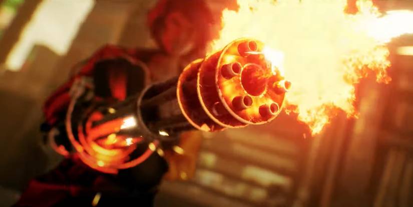 glitchpunk female protagonist with minigun cg trailer