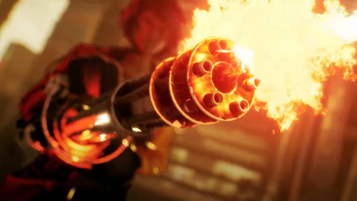 glitchpunk female protagonist with minigun cg trailer