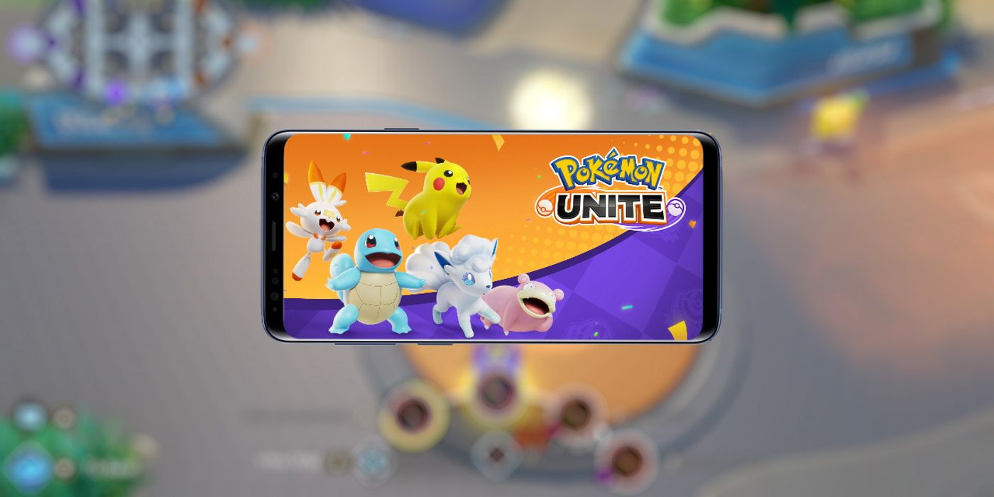 pokemon unite on cellphone battle background