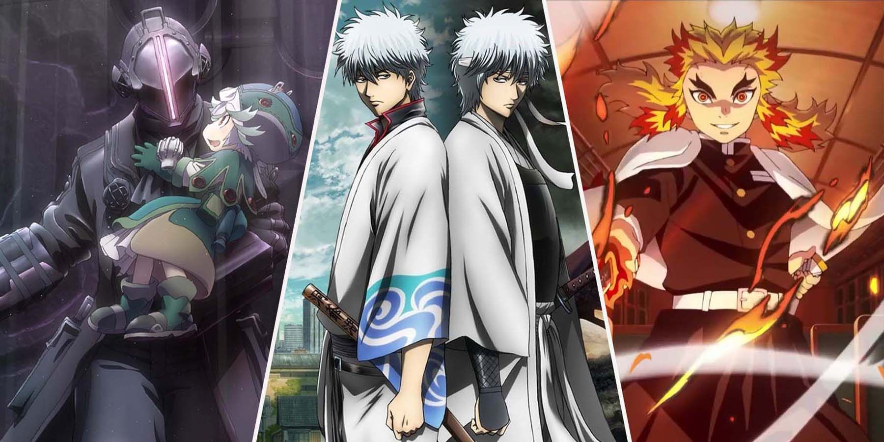 10 Best Movie Sequels To Anime Series, Ranked featured image, Gintama, Made in Abyss, and Demon Slayer