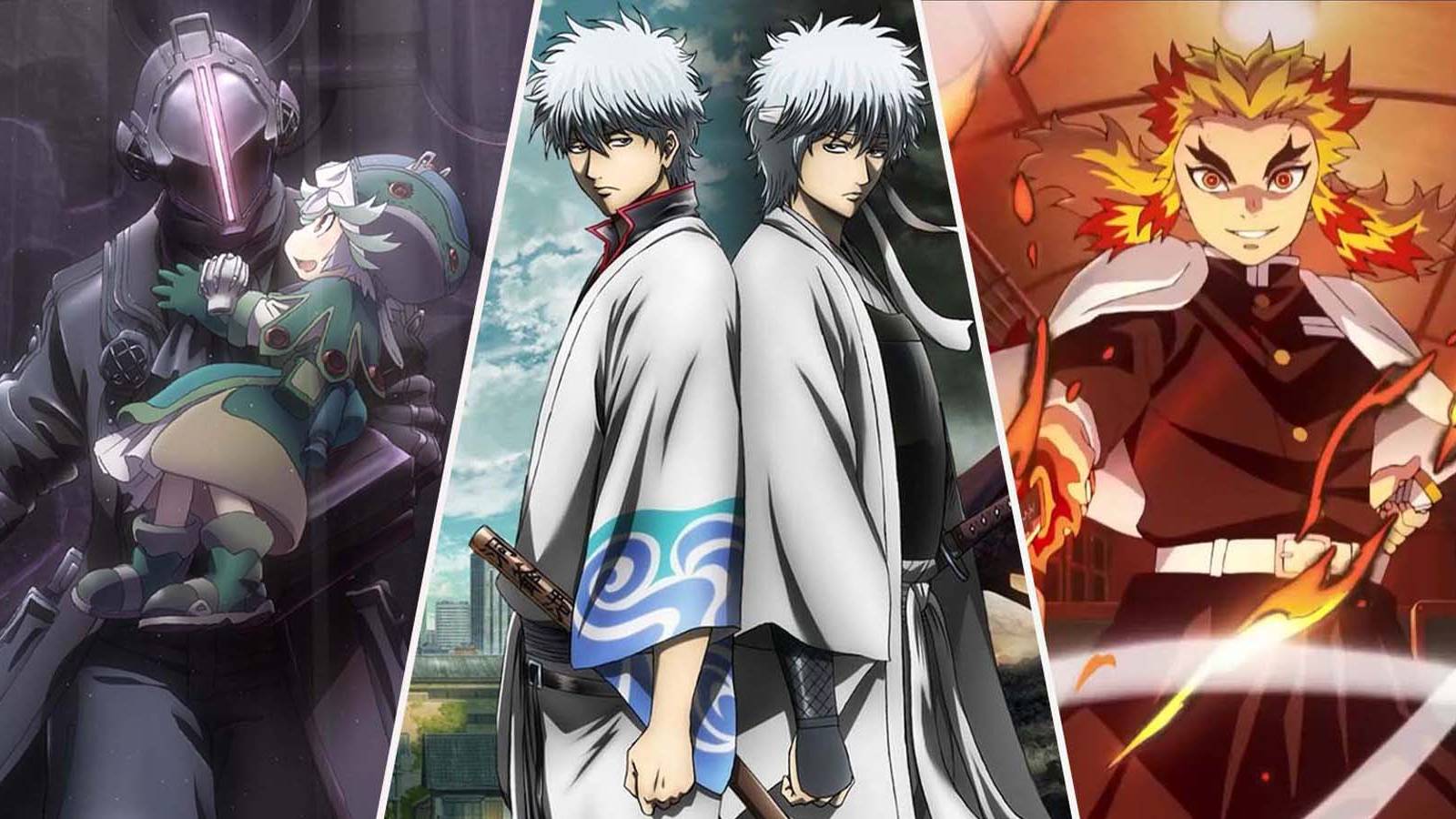 10 Best Movie Sequels To Anime Series, Ranked featured image, Gintama, Made in Abyss, and Demon Slayer