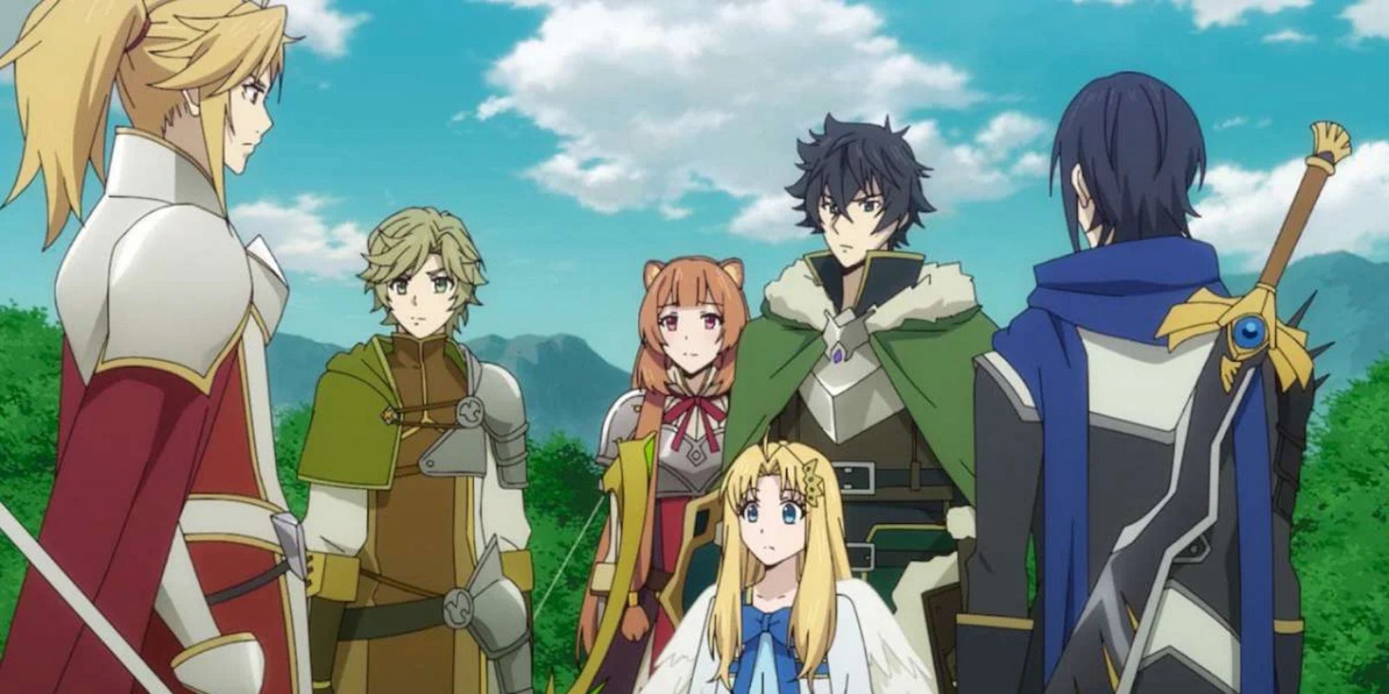 Multiple characters in a scene from The Rising of the Shield Hero