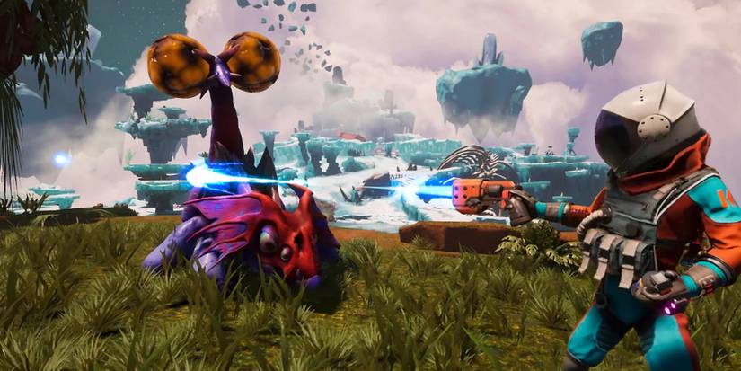 Fighting enemies in Journey To The Savage Planet