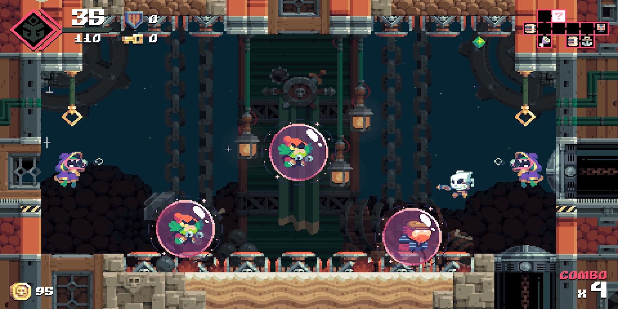 Fighting enemies in Flinthook