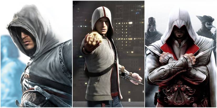 Altair, Desmond, and Ezio in Assassin's Creed