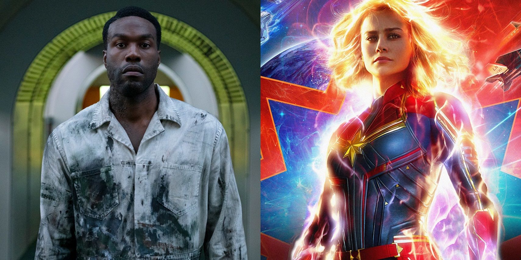 Anthony in Candyman and Brie Larson on the Captain Marvel poster