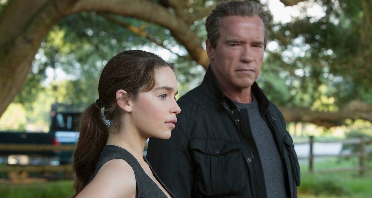 Arnold Schwarzenegger and Emilia Clarke in Terminator Genisys