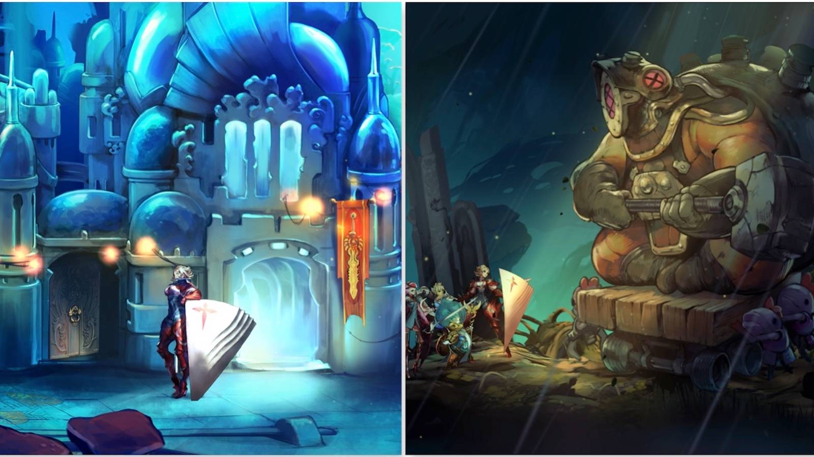 Exploring the world and a cutscene featuring characters from Astria Ascending