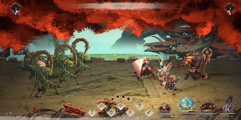 A turn-based battle in Astria Ascending