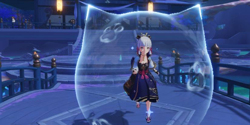 Ayaka in Diona's shield