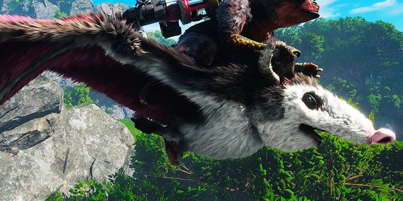 Biomutant A Batnam Nam racing through the sky