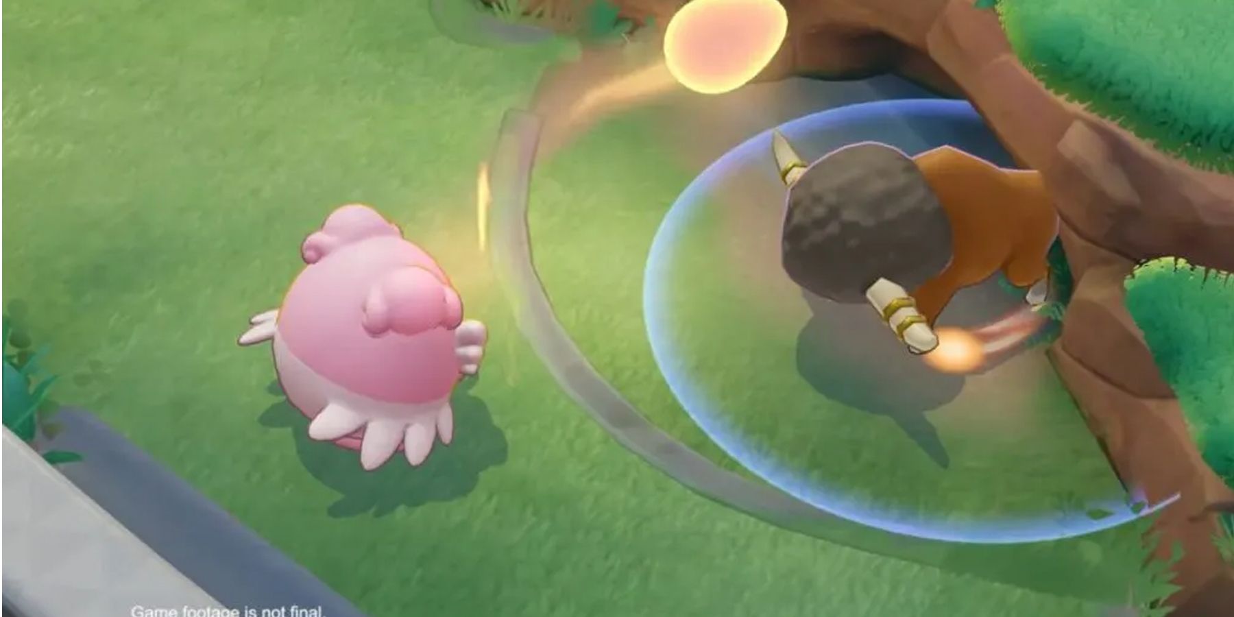 Blissey fighting a Bouffalant