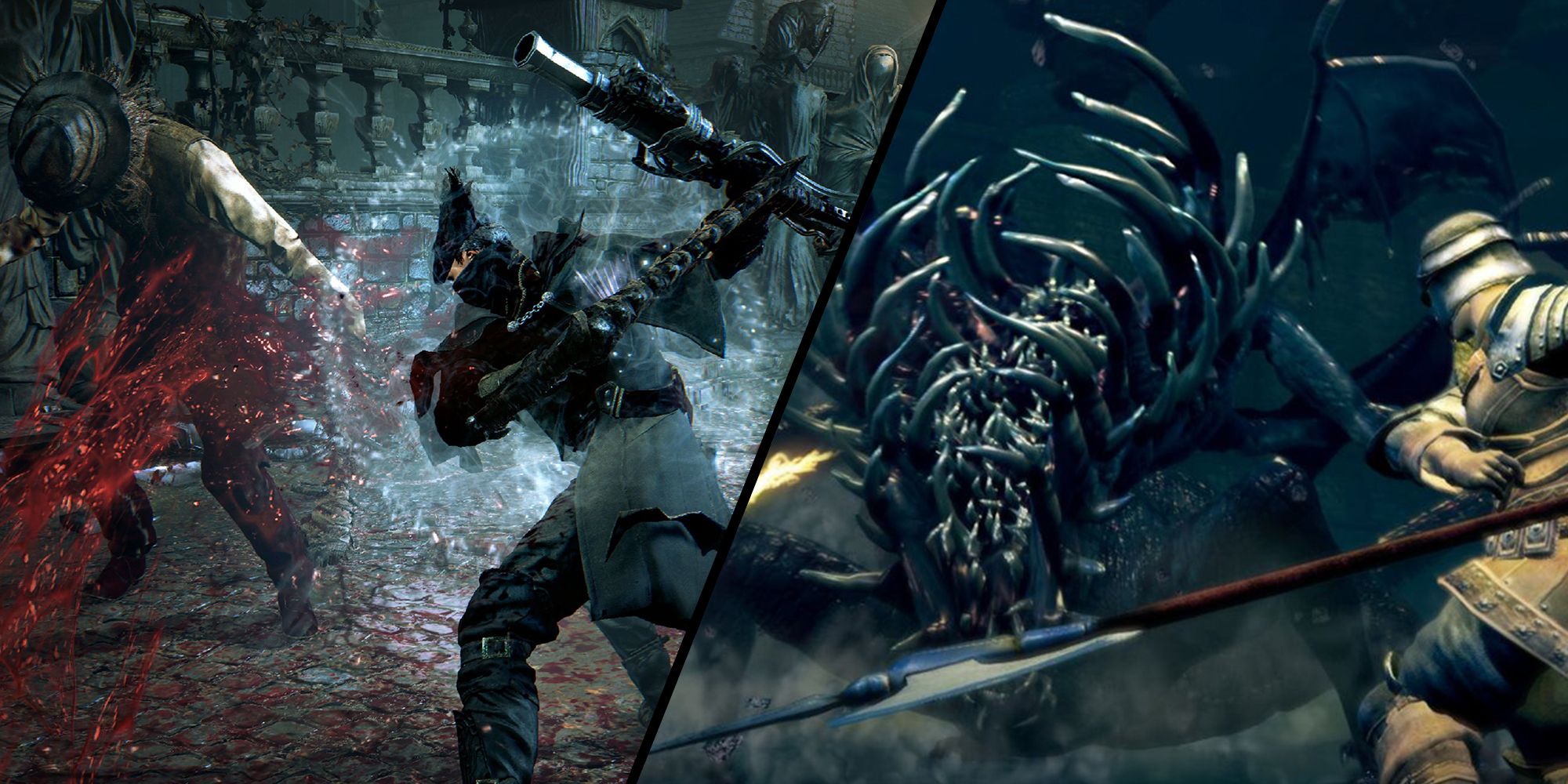 Bloodborne - Two Screenshots Of Combat From Both Dark Souls And Bloodborne To Compare