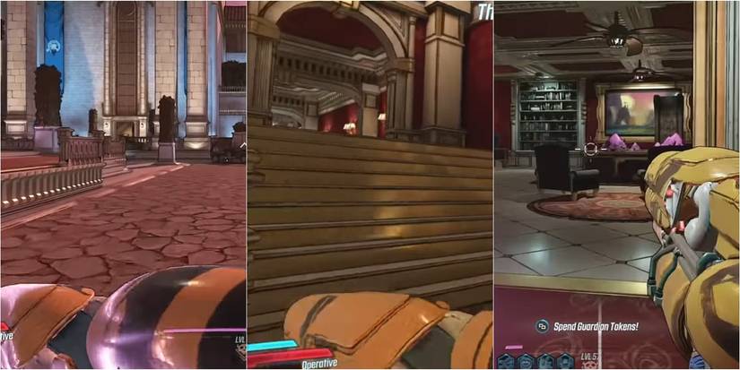 Borderlands 3 Ultraviolet Mansion Cartels puzzle split image of route