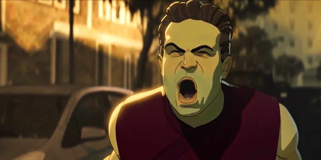 Bruce Banner trying to turn into the Hulk in Marvel's What If