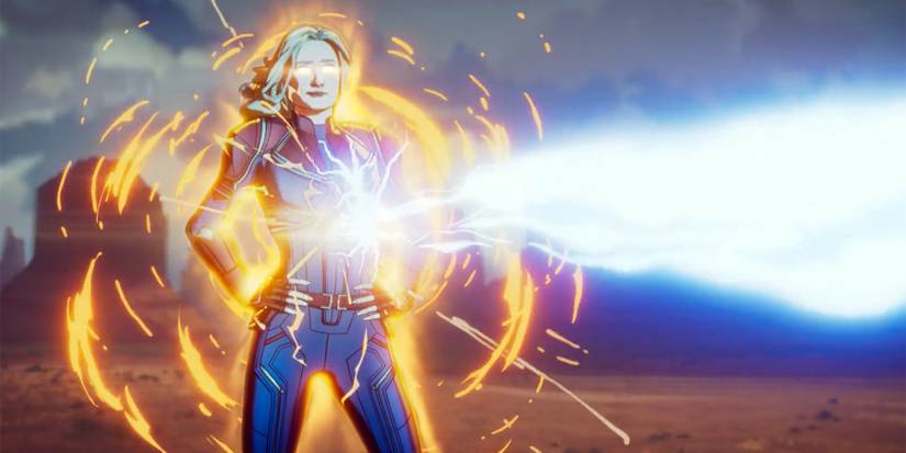 Captain Marvel stands up against the power of Thor's hammer in episode 7 of What If