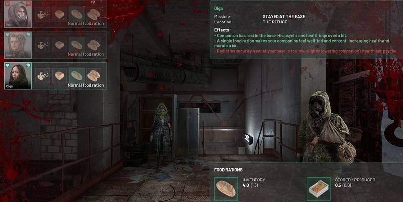 food distribution menu for crew members in chernobylite