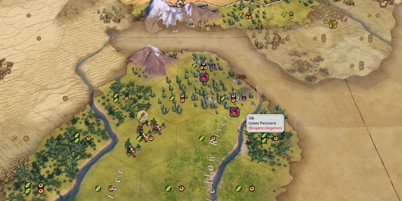 Civilization 6 screenshot of two Silk resource nodes close together