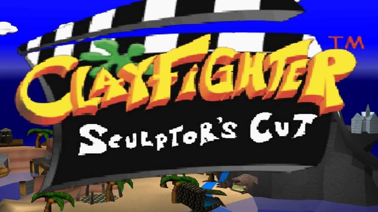 Introduction cutscene showing the Isle of Klaymodo from Interplay Games' ClayFighter: Sculptor's Cut