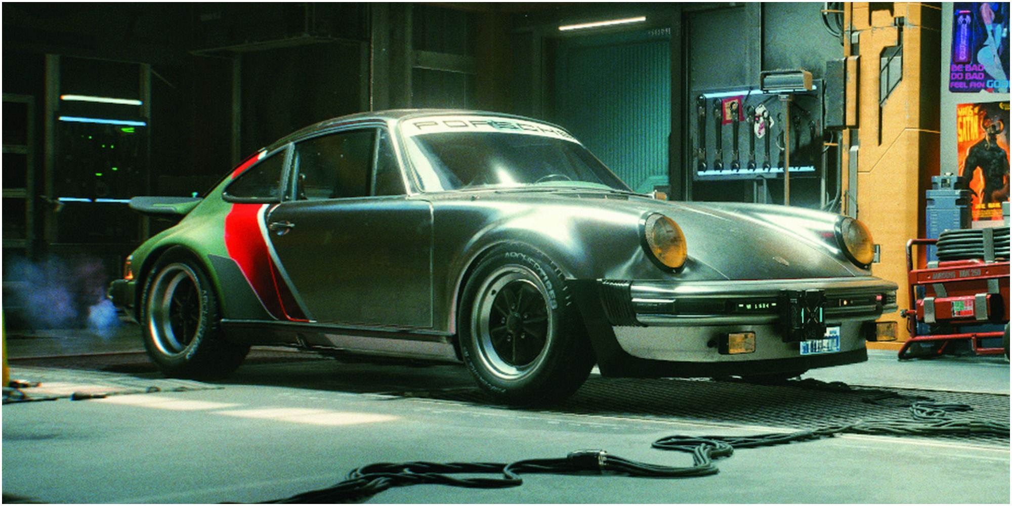 Cyberpunk 2077 The Porsche 911 II (930) Turbo Parked In A Garage