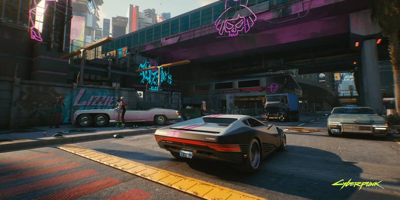 Cyberpunk 2077 V driving a car