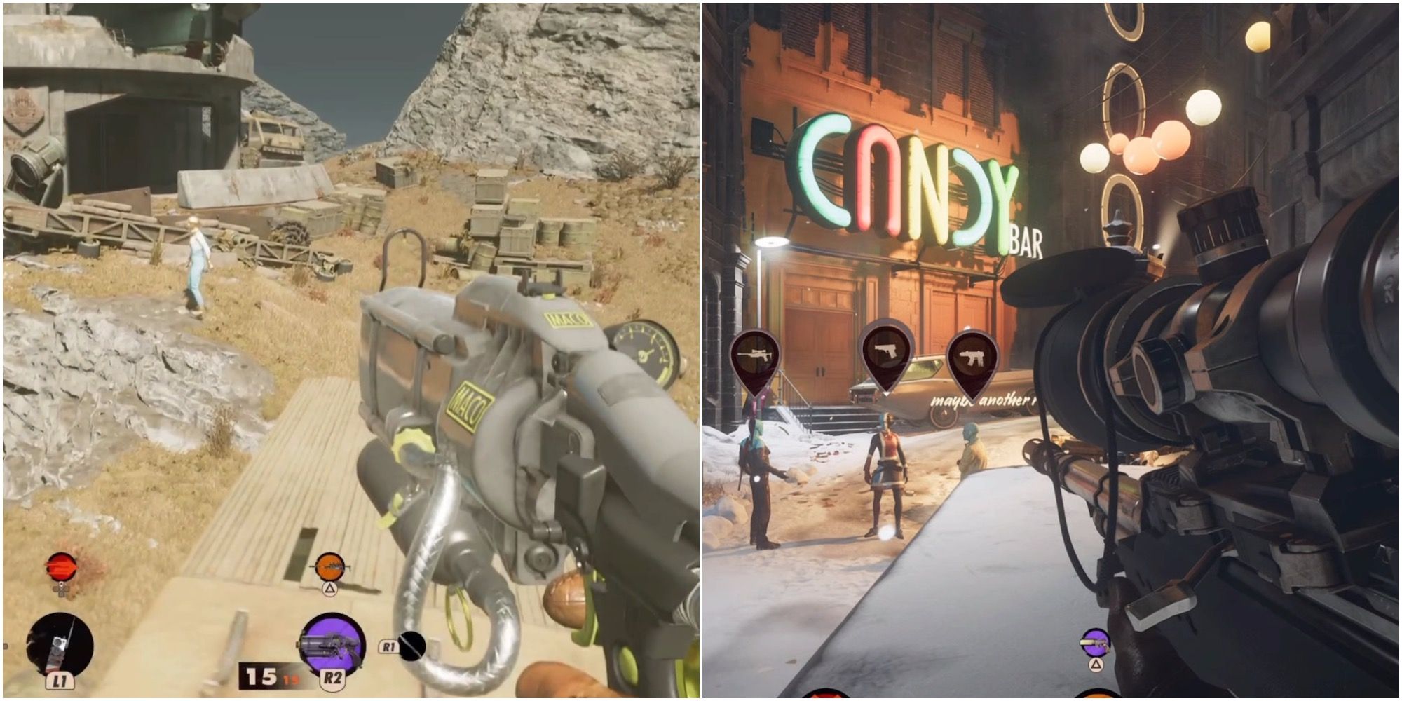 DEATHLOOP gameplay split image