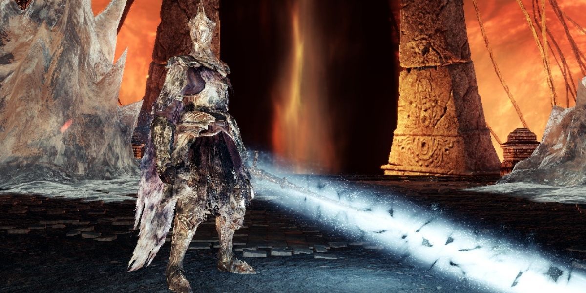 Dark Souls 2 Burnt Ivory King standing with magic weapon