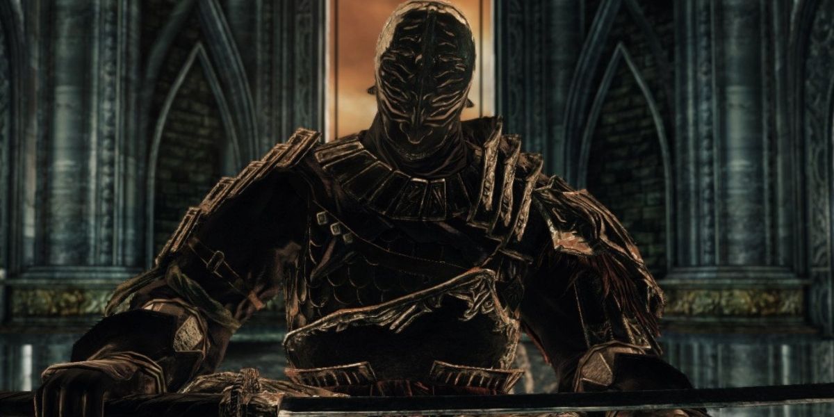 Dark Souls 2 Sir Alonne sitting in wait for player to fight