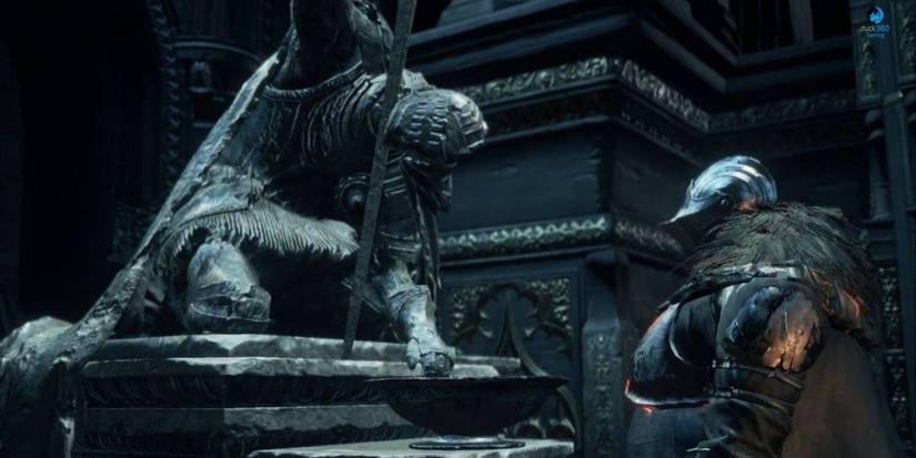 Dark Souls 3 player activating statue for Dancer boss fight
