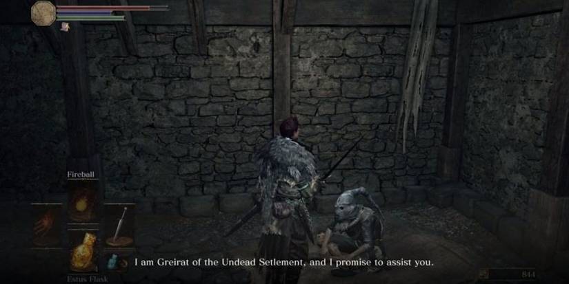 Dark Souls 3 player speaking to greirat