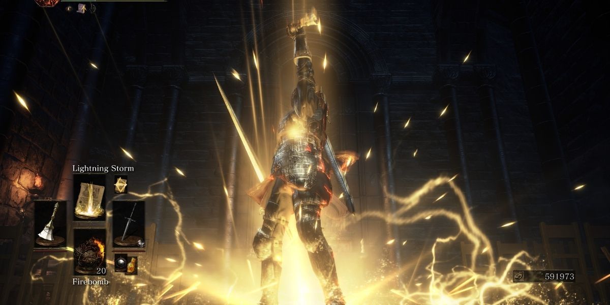 Dark Souls 3 player using lightning miracle