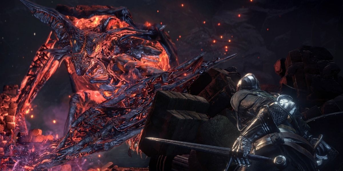Dark Souls 3 player fighting Demon Prince