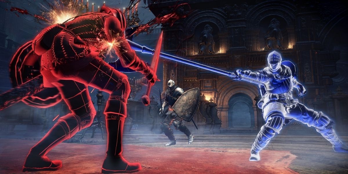 Dark Souls 3 blue phantom fighting red phantom